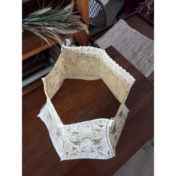 Vintage Rawhide Lampshade Hand-Sewn Panels Western Rustic Spanish Revival - Picture 6 of 10